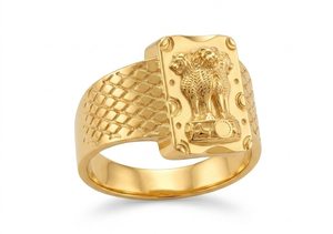 Premium Men's Gold Plated <b>Finger</b> <b>Ring</b> Copper and Brass Fashion Jewelry with Classic Festive Design for Wedding Anniversary Party - Product Image 3