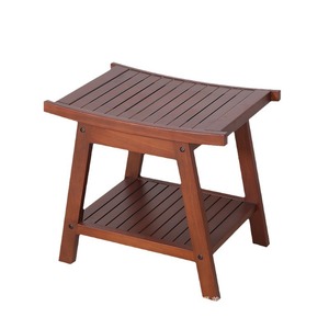 Meikelin Wooden Bathroom Stool 51x35x46 Cm With Storage <b>Shelf</b> For Shower And Shoe Changing - Product Image 1