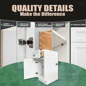 Armoires de cuisine populaires en chêne blanc |   Armoires de cuisine modernes blanches style Shaker |   Meubles de cuisine en bois RTA pour projets de rénovation - Product Image 3