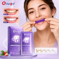 Tiras Blanqueadoras de Dientes Correctoras del Color Morado Onugesmile, PAP Sin Peróxido, Blanqueamiento Instantáneo, Sin Flúor, Seguras para el Esmalte, OEM