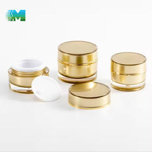 Pots en plastique vides personnalisables, boîtes en plastique de 200 g, pots en plastique dorés avec couvercles, pots cosmétiques en plastique pour crème pour les yeux, soins de la peau - Product Image 1