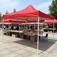 Tente promotionnelle pliante en aluminium rouge et blanc pour salon professionnel, gazebo extérieur robuste en aluminium, auvent escamotable