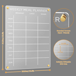Planificateur hebdomadaire personnalisé résistant aux rayures et aux taches, tableau de calendrier en acrylique magnétique transparent pour la cuisine familiale - Product Image 1