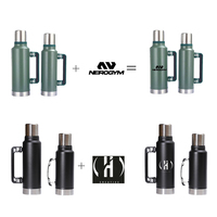 Bouteille isotherme classique en acier inoxydable de 1L et 1,4L pour café et eau, flasque thermos classique sous vide pour le camping