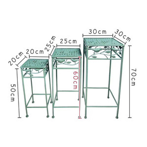 Support à <span class=keywords><strong>fleurs</strong></span> carré haut <span class=keywords><strong>en</strong></span> fer forgé style rétro, ensemble <span class=keywords><strong>de</strong></span> trois pièces, effet vieilli, pour plantes <span class=keywords><strong>en</strong></span> pot, décoration d'extérieur <span class=keywords><strong>en</strong></span> cascade pour Pothos et Bonsaï - Product Image 6