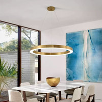 Décor à la maison 3 anneaux haut plafond suspension lampe en acier Led rond moderne nordique luxe lustre en cristal suspension pour Restaurant