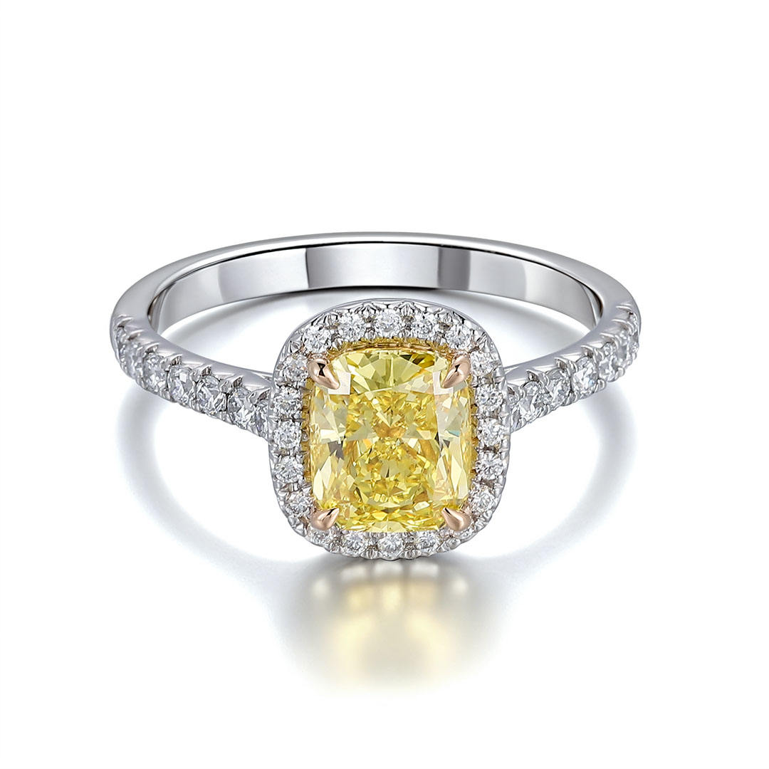 Anillo de oro macizo de 10 quilates con diamantes de laboratorio