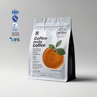 Paquet de sac à soufflet latéral à fond plat refermable imprimé personnalisé, pochette de café debout à fermeture éclair avec valve