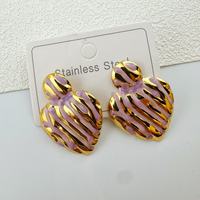 Boucles d'oreilles clous tendance en acier inoxydable plaqué or, bijoux géométriques émaillés pour femme, cadeau, fête, mariage