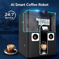 Kiosque robot barista à bras robotisé 6 axes, distributeur automatique en acier inoxydable avec écran tactile et impression de latte art