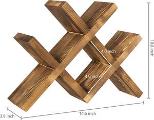 4-Bottle Rustic Brown <strong>Wood</strong> Wine Rack for <strong>Countertop</strong> Brushed Country Rustic Style, Compact Storage for Kitchen, Bar, Dining Room - Product Image 2