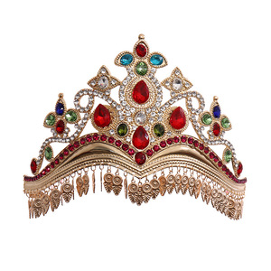 Parure de <span class=keywords><strong>Couronne</strong></span> et Boucles d'Oreilles de Mariée Baroque de Luxe en Cristal, Tiare de Mariage Plaqué Or avec Boucles d'Oreilles à Pompons pour Mariées Musulmanes et Fêtes - Product Image 6