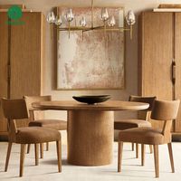 Moontree Table de salle à manger de luxe Mobilier Table et chaise de salle à manger d'intérieur Table à manger en bois de chêne solide noir brun