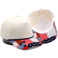 Gorra de Béisbol Personalizada de 5 Paneles, con Cierre a Presión, Diseño Americana con Estampado de Estrellas, Visera Ajustable, Unisex, Estilo Retro