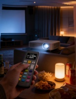 Télécommande intelligente IR en plastique à apprentissage automatique pour audio/lumière - 21 touches, écran tactile et codage couleur |   Étoquez votre gamme de solutions pour la maison intelligente