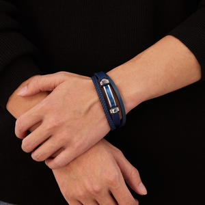 Moda 3 katmanlar örgülü kordon el yapımı dokuma halat deri erkek bilezik bileklik süsler özelleştirmek toptan deri bilezikler - Product Image 5