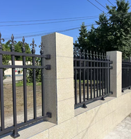 Clôture en acier noir de style européen avec embouts en fleur-de-lis, balustrade de sécurité ornementale thermolaquée pour villa, jardin