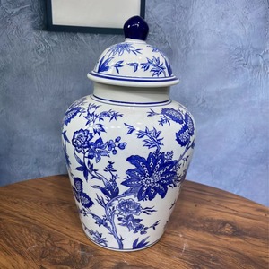 세련된 골동품 파란색과 흰색 사용자 정의 세라믹 항아리 유럽과 미국 스타일 홈 꽃병 장식 - Product Image 2