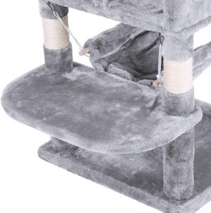 In the Trend Modern Luxury Eco-Friendly Light Gray Brown <b>Plush</b> Wood House Large <b>Cat</b> Tree Tower Chewing Toy 60x50x180cm - Product Image 3