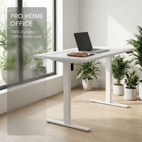 Bureau électrique réglable en hauteur AOR avec bande LED intégrée, surface en acier inoxydable, design moderne, extensible, pour usage commercial et bureautique