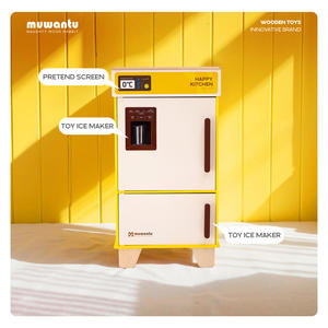 Jouet de cuisine <span class=keywords><strong>en</strong></span> <span class=keywords><strong>bois</strong></span> MUWANTU, machine à glaçons pour <span class=keywords><strong>réfrigérateur</strong></span>, pour les enfants de plus de 3 ans, 40x30x75,5 cm - Product Image 4