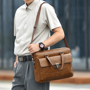 Porte-documents rétro en PU pour <span class=keywords><strong>homme</strong></span> WEIXIE - Design avec boucle, sacoche d'affaires classique - Product Image 6