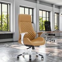 Chaise de direction moderne Noir+Blanc Base en alliage Surface en cuir PU Essentiel pour la salle de réunion