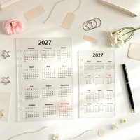 Séparateur de calendrier A5/A6 2027 en acrylique, 6 anneaux, pour classeur à feuilles mobiles, carnet de budget, planificateur, insert de rechargement transparent