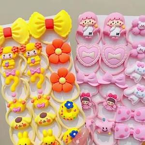 थोक 16 पीसी बच्चों के बाल सहायक कपड़े पहने हुए छोटे लड़कियों के हेयरपिन कार्टून रंगीन पशु सूरजमुखी बच्चों लोचदार हेयरबैंड - Product Image 1