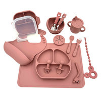 Ensemble d'alimentation pour bébé en silicone avec logo personnalisé Yuye, pour tout-petits, boîte cadeau, assiette à ventouse, bol, bavoir, cuillère, fourchette