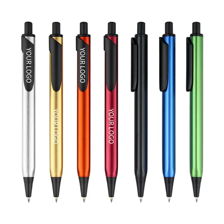 Stylo personnalisé pas cher couleur du corps et logo peinture encre noire stylos gel métal pressage mince