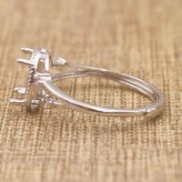 Sterling Silber 4*6/5*7/6*8/7*9/8*10/9*11mm Halbmontierter Ring Leerer Rahmen Blanko-Ringfassung S925 Ohne Mittelstein für DIY-Einlage