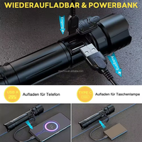 Stock local américain Banque d'alimentation Haute puissance Lumière 26650 3000MAH Batterie au lithium Câble USB C Lampe de poche LED XHP70 d'urgence pour le camping