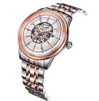 Montre mécanique automatique Citizen haut de gamme, boîtier en acier inoxydable, verre minéral renforcé, bracelet en cuir véritable