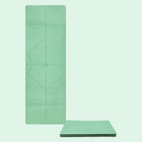 Tapete de Yoga Plegable Personalizado de TPE con 6 Pliegues y Líneas de Alineación, Tapete de Ejercicio Portátil Antideslizante para Pilates y Fitness con Logotipo