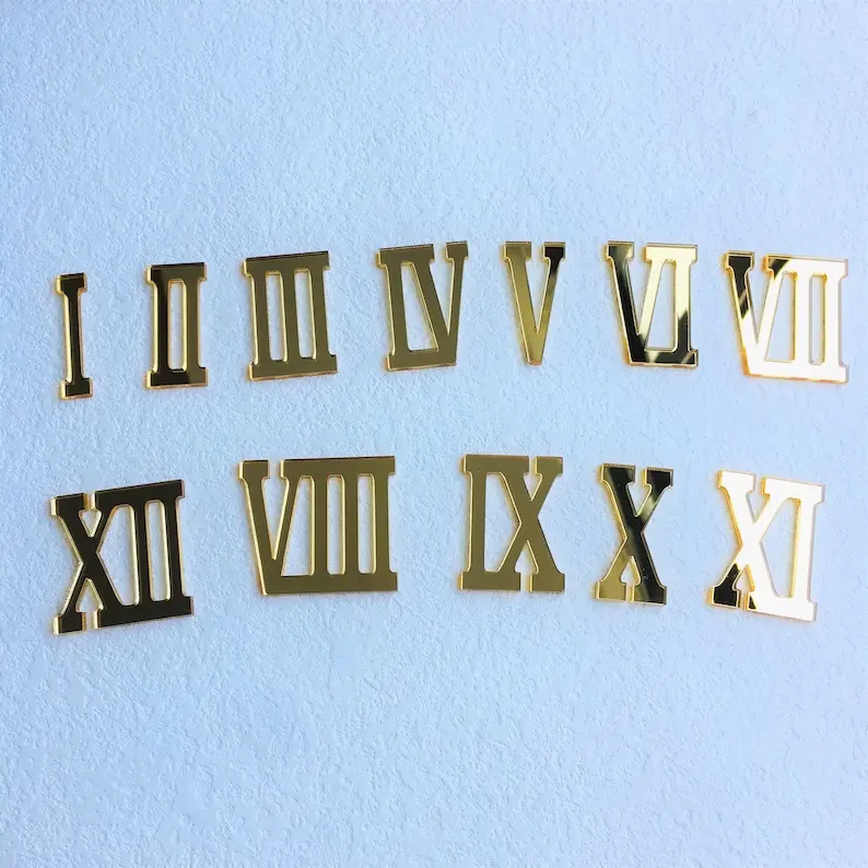 Roman Numeral Mirrored Acrylic Numbers For Wall Clock