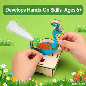 Jouet de puzzle en bois à faire soi-même, très vendu, paon, écran d'ouverture, STEM, éducatif, assemblage <span class=keywords><strong>manuel</strong></span> pour enfants, expérience <span class=keywords><strong>scientifique</strong></span> à vapeur - Product Image 3