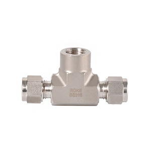 Conexión en T de doble férula de acero inoxidable con rosca interna para tuberías de 2-50 mm, apta para agua, aceite, gas y medios corrosivos - Product Image 1