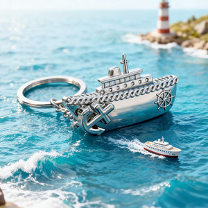 Customised nautical keyring charms, nautical club commemorative gifts, metal cruise ship pendants, car keyrings - Product Image 6