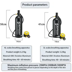 Cylindre de plongée portable 4L, mini-bouteille d'air, respirateur de plongée, équipement de plongée de secours, dispositif de respiration sous-marine - Product Image 6