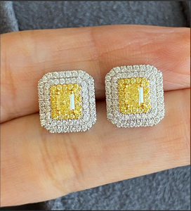 ต่างหูเพชรโมอิสซาไนต์ทรงกลมสีเหลือง รับรองโดย IGI ดีไซน์ทันสมัย สีโรสโกลด์ ไวท์โกลด์ และเยลโลว์โกลด์ เหมาะสำหรับงานหมั้น งานแต่งงาน และงานเลี้ยงต่างๆ - Product Image 1