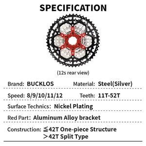 <span class=keywords><strong>Cassette</strong></span> de vélo BUCKLOS <span class=keywords><strong>8</strong></span>/9/10/<span class=keywords><strong>11</strong></span>/12/13 <span class=keywords><strong>vitesses</strong></span>, roue libre <span class=keywords><strong>11</strong></span>-25T/28T/32T/34T/36T/40/42/46/50/52T, <span class=keywords><strong>cassette</strong></span> de vélo de route VTT pour HG - Product Image 3