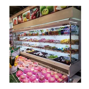 Phong cách mới tủ lạnh siêu thị thương mại thẳng đứng mulitdeck mở máy làm lạnh cho rau và trái cây