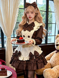 Vestido de Mucama Estilo <span class=keywords><strong>Lolita</strong></span>, Dulce, Lindo y Adorable, Estilo Francés, con Mangas Suaves y Volantes, Delantal de Mucama - Product Image 3