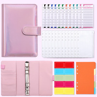 Ensemble de planificateur de budget en cuir PU holographique laser A6 avec enveloppes pour argent, carnet de notes rechargeable pour économiser de l'argent, organisateur