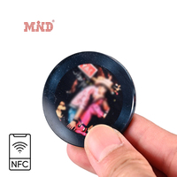 Tag Piringan Hitam Vinyl NFC 13.56Mhz Warna Hitam dengan Gambar Musik, Magnet Akrilik untuk Kulkas