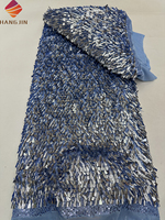 2024 africain séquence français Tulle dentelle maille brillant lourd paillettes dentelle tissus 3D broderie Net tissu pour fête robe de mariée