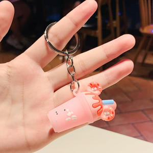 2025 Creative Simulation Donut Pumpkin <b>Ring</b> Keychain Cute Metal Plastic with <b>Rubber</b> for Bag Donut Milk Teacup Accessories - Product Image 6