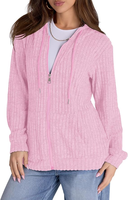 Sweat à capuche zippé oversize en maille pour femme, manches longues, tenue d'automne, 100 % coton, élégant, vente en gros OEM