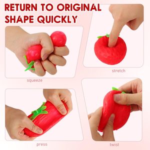 Jouet à presser en silicone en forme de fraise, réaliste, fruit souple à remontée lente, jouet anti-stress pour enfants de 5 à 7 ans, unisexe - Product Image 3
